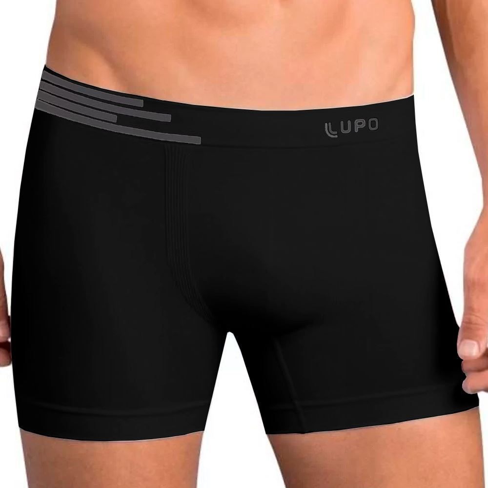 Cueca Boxer Micro Sem Costura Lupo Preto