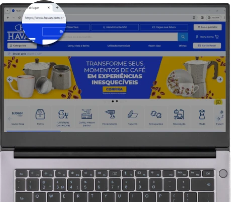 Site Havan em notebook