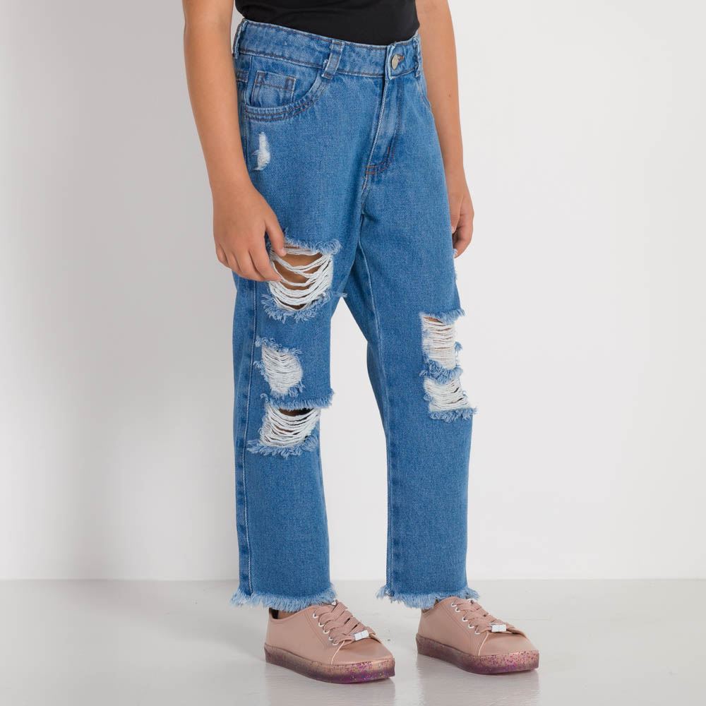 Calça 4 a 10 anos Jeans Mom Destroyed Marmelada Jeans