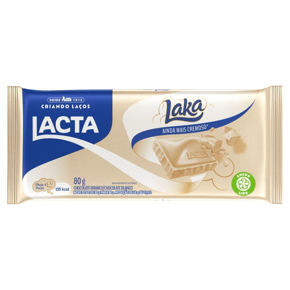 Barra de Chocolate Branco Laka Lacta 34g 1 und