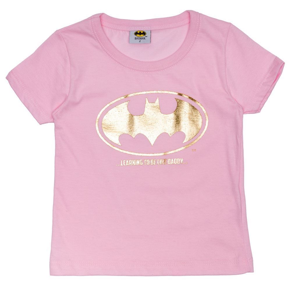 Blusa 1 a 3 anos M/Malha Batman Dc Comics Rosa Claro