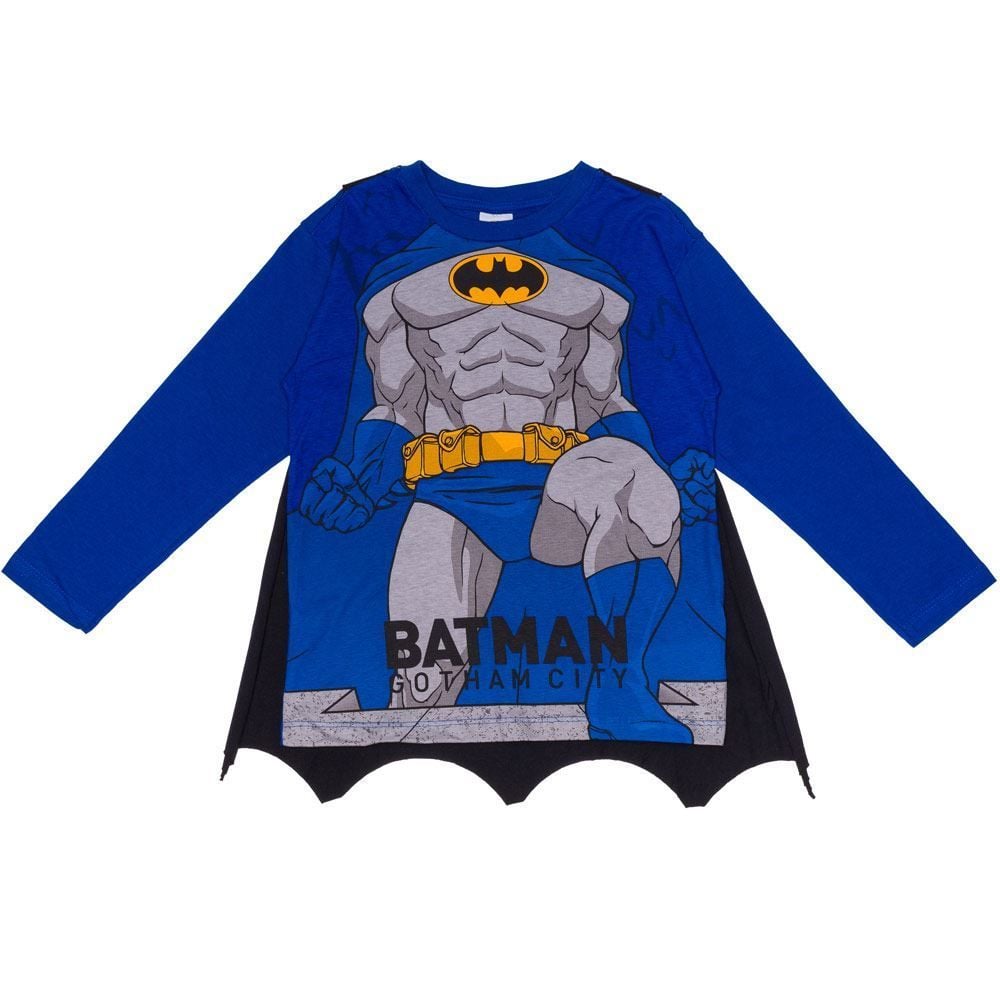 Camiseta 4 a 10 anos M/Malha Batman com Capa DC Comics Azul Escuro