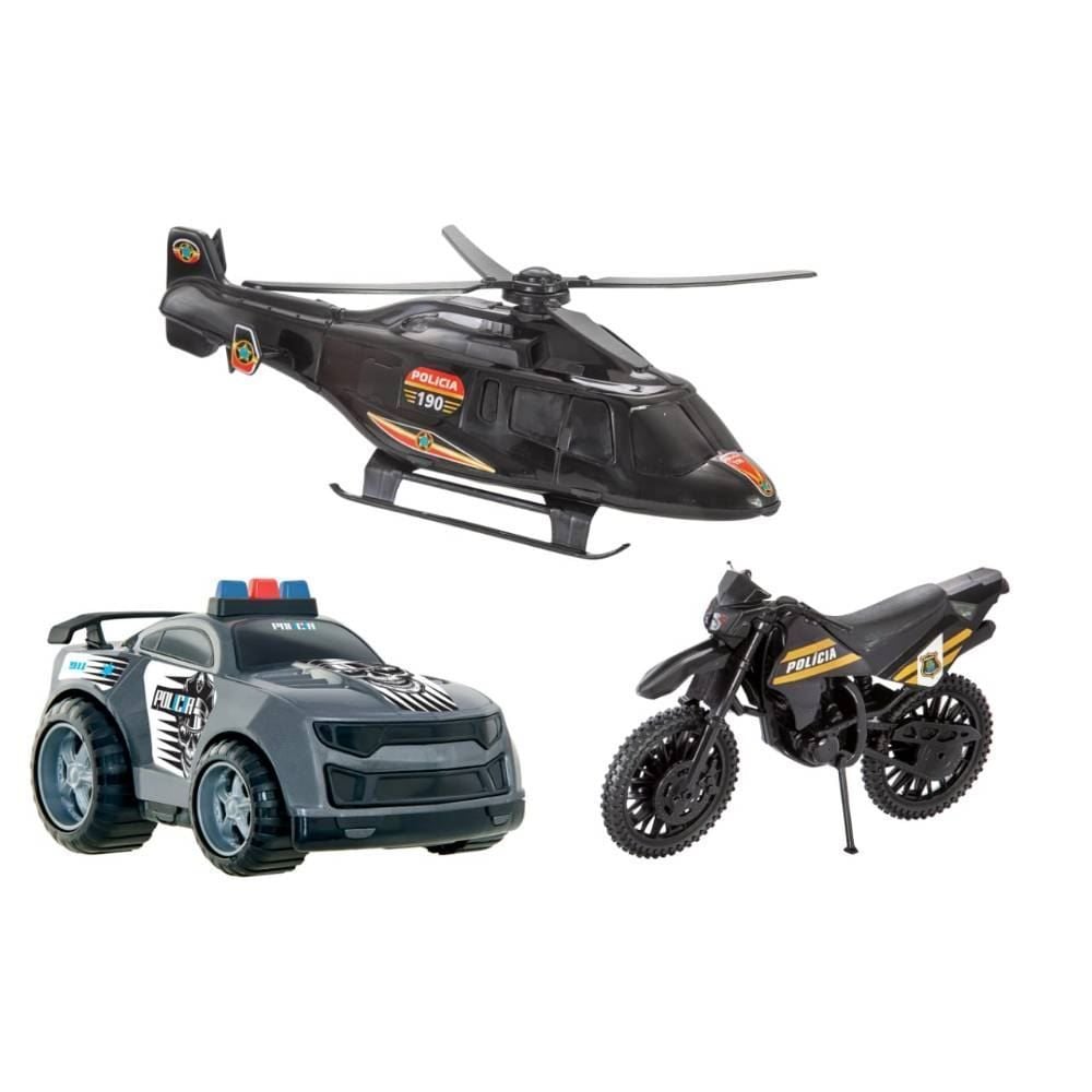 Kit Infantil Carrinho Moto Helicóptero Triplo BS