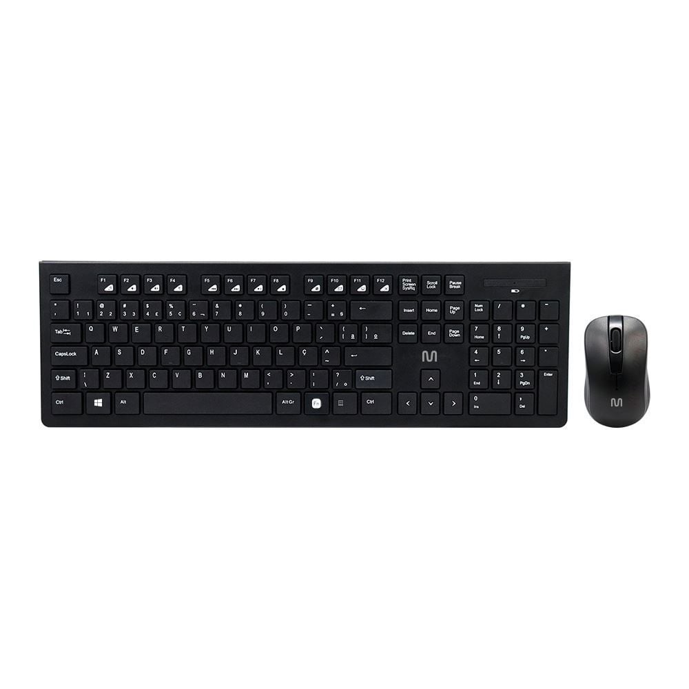 Kit Teclado E Mouse Multilaser Sem Fio Entrada Usb Tc Preto