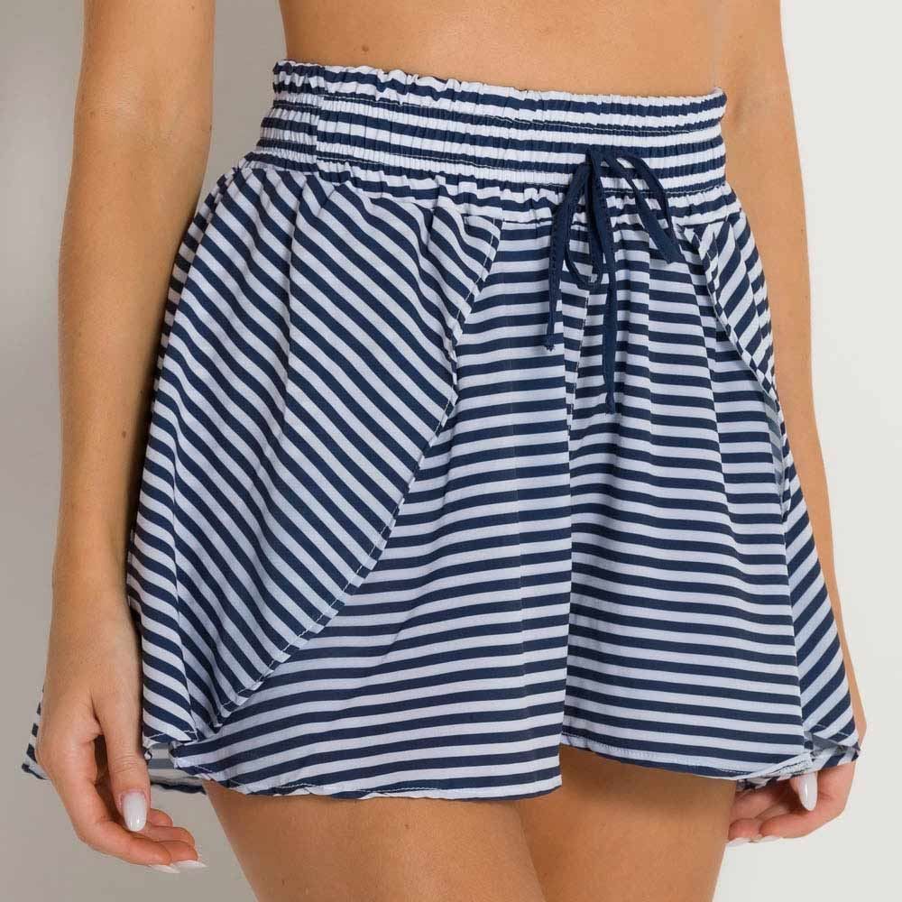 Short Feminino Praia Estampado Copa Brasil Sport Branco Listra