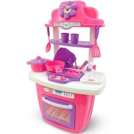 Caixa portátil para maquiagem infantil, rosa, bolo, espelho, caixa de