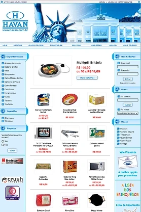 Captura de tela do primeiro site da Havan, marco da transformação digital e investimento em tecnologia a partir de 2003