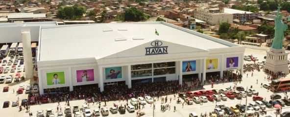 Vista aérea da megaloja Havan em Belém do Pará, que marcou a inauguração da 150ª unidade da rede em 2020